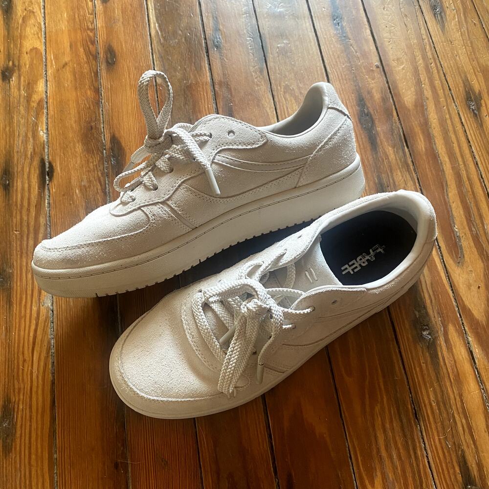 Label white suede sneakers size W 11